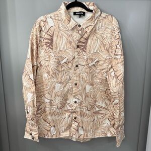 NWOT Ser.O.Ya Marcus Shirt Jacket Neautral Palm Leaf Pattern Size Large